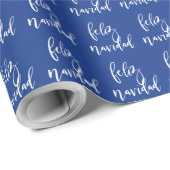 Feliz Navidad Blauw en Wit Kerstmis Cadeaupapier (Rol Hoek)