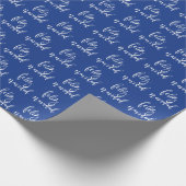 Feliz Navidad Blauw en Wit Kerstmis Cadeaupapier (Hoek)