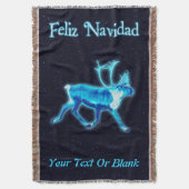 Feliz Navidad - Blue Cariou (rendier) Deken (Voorkant Verticaal)