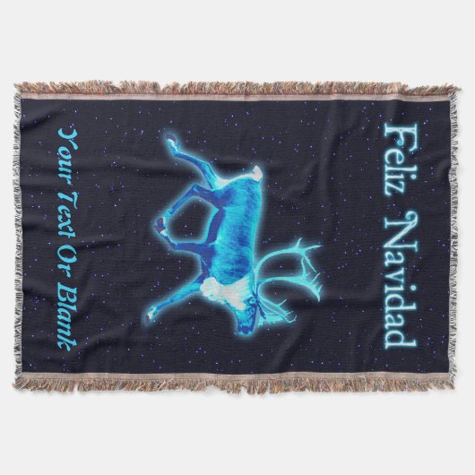 Feliz Navidad - Blue Cariou (rendier) Deken (Voorkant)