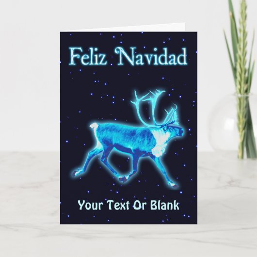 Feliz Navidad - Blue Cariou (rendier) Feestdagen Kaart (Voorkant)