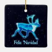 Feliz Navidad - Blue Cariou (rendier) Keramisch Ornament (Achterkant)