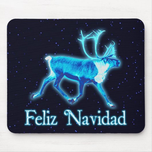Feliz Navidad - Blue Cariou (rendier) Muismat (Voorkant)