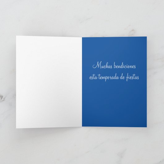 Feliz Navidad Blue Snowflakes kerstKaart Feestdagen Kaart (Binnen)