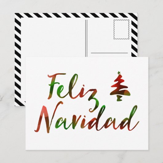 Feliz Navidad (bokeh boomlichten) Feestdagenkaart (Voorkant / Achterkant)