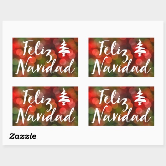 Feliz Navidad (bokeh-lichten) Rechthoekige Sticker (Vel)