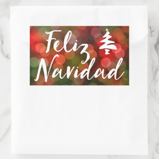 Feliz Navidad (bokeh-lichten) Rechthoekige Sticker (Tas)