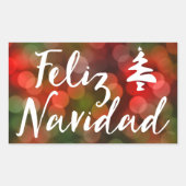 Feliz Navidad (bokeh-lichten) Rechthoekige Sticker (Voorkant)
