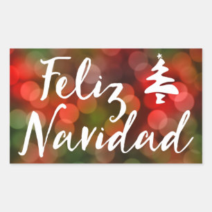Feliz Navidad (bokeh-lichten) Rechthoekige Sticker