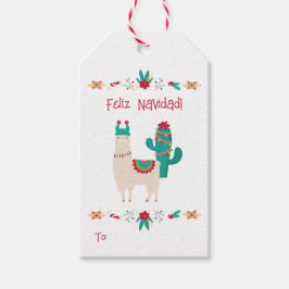 Feliz Navidad Bright en Feestelijke Llama Kerstmis Cadeaulabel