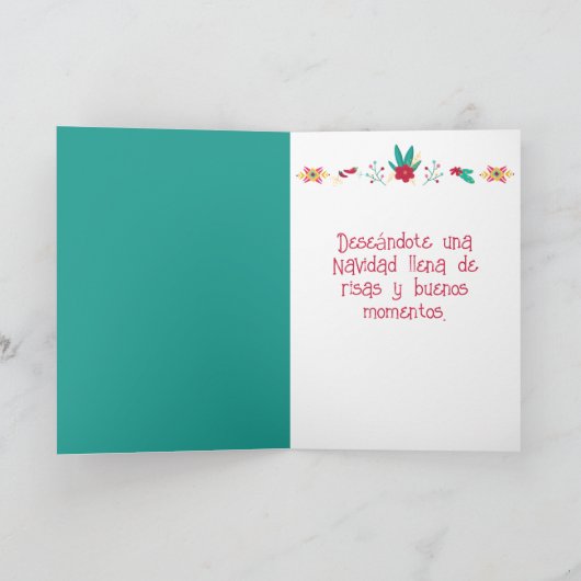 Feliz Navidad Bright en Feestelijke Llama Kerstmis Kaart (Binnen)