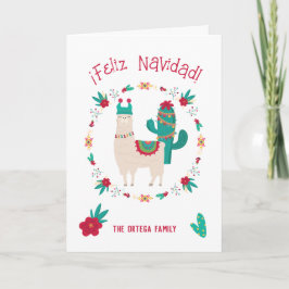 Feliz Navidad Bright en Feestelijke Llama Kerstmis Kaart