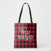 Feliz Navidad Buffalo Plaid Tote Bag (Voorkant)