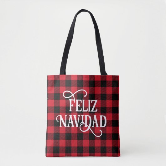 Feliz Navidad Buffalo Plaid Tote Bag (Voorkant)