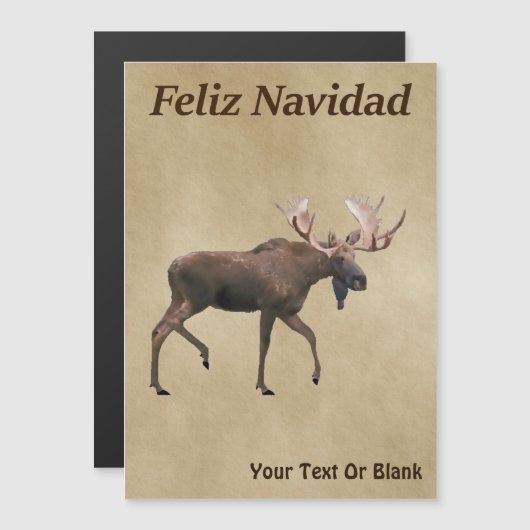 Feliz Navidad - Bull Moose op oud papier (Voorkant / Achterkant)