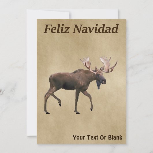 Feliz Navidad - Bull Moose op oud papier (Voorkant)