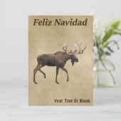 Feliz Navidad - Bull Moose op oud papier (Staand voorkant)
