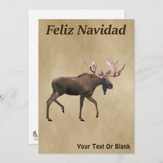 Feliz Navidad - Bull Moose op oud papier (Voorkant / Achterkant)
