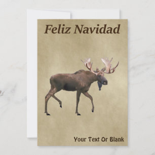 Feliz Navidad - Bull Moose op oud papier