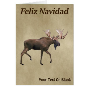 Feliz Navidad - Bull Moose op oud papier