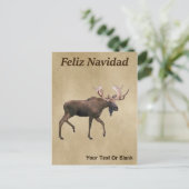 Feliz Navidad - Bull Moose op oud papier Briefkaart (Staand voorkant)