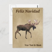 Feliz Navidad - Bull Moose op oud papier Briefkaart (Voorkant / Achterkant)