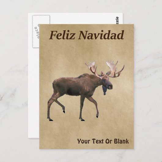 Feliz Navidad - Bull Moose op oud papier Briefkaart (Voorkant / Achterkant)
