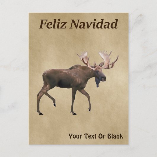 Feliz Navidad - Bull Moose op oud papier Briefkaart (Voorkant)