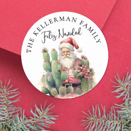Feliz Navidad Cactus Christmas Ronde Sticker