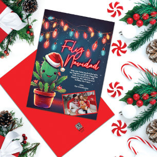 Feliz Navidad Cactus Familie Foto Kerstmis Feestdagenkaart