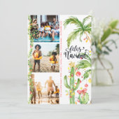 Feliz Navidad | Cactus-kerstfotocollage Feestdagenkaart (Staand voorkant)