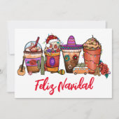 Feliz Navidad Cactus Kerstkoffie Drink Feestdagenkaart (Voorkant)