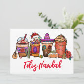 Feliz Navidad Cactus Kerstkoffie Drink Feestdagenkaart (Staand voorkant)
