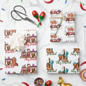 Feliz Navidad Cactus Kerstmis Mexico Inpakpapier Vel