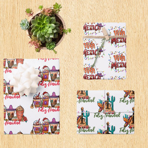 Feliz Navidad Cactus Kerstmis Mexico Inpakpapier Vel