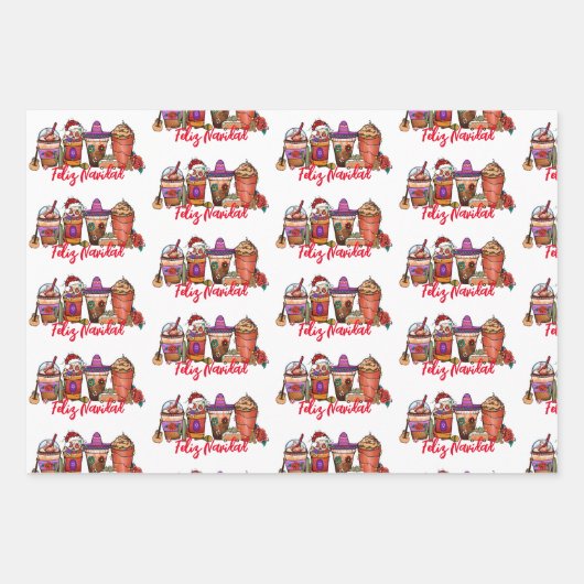 Feliz Navidad Cactus Kerstmis Mexico Inpakpapier Vel (Voorkant)