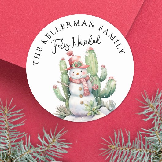 Feliz Navidad Cactus Kerstmis Ronde Sticker