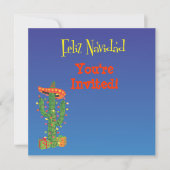 Feliz Navidad Cactus met Sombero Kerstmis Kaart (Voorkant)