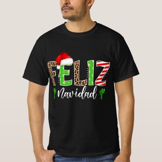 feliz navidad cactus spaanse kerstwedstrijd t-shirt (Voorkant)