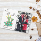 Feliz Navidad Cactus Succulent Photo Feestdagenkaart