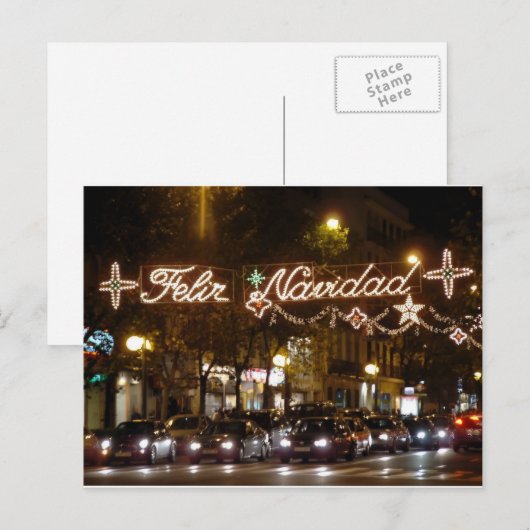 Feliz Navidad. Calle Princesa, Madrid Feestdagenkaart (Voorkant / Achterkant)