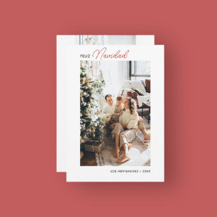 Feliz Navidad Calligraphy Photo Red Feestdagenkaart