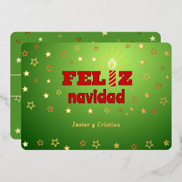 Feliz navidad candle sterren begroetings Folie Kaa Feestdagenkaart