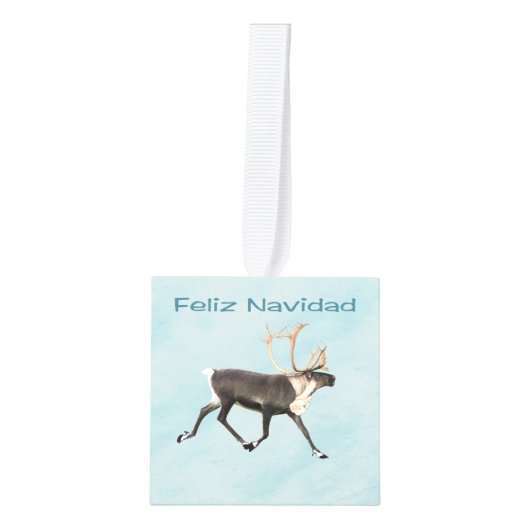 Feliz Navidad - Cariou ( rendier ) op sneeuw Decoratie (Voorkant)