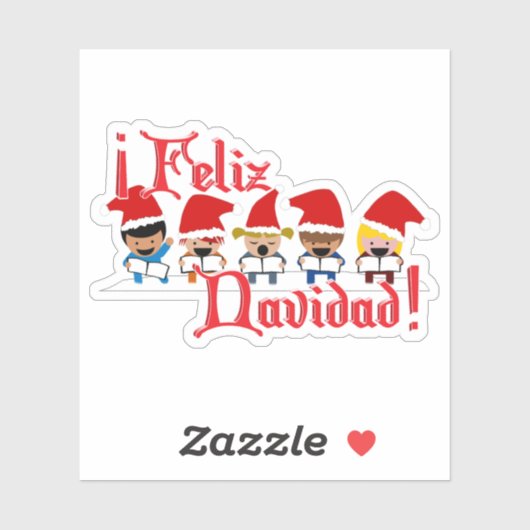 Feliz Navidad Caroling Kinderen Kerstmis Sticker (Vel)