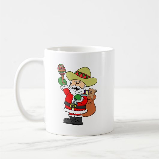 Feliz Navidad Cartoon Santa Merry Kerstmis Koffiemok (Links)