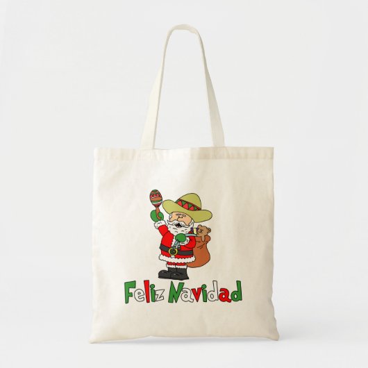 Feliz Navidad Cartoon Santa Sombrero Maracas Tote Bag (Voorkant)