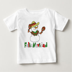 Feliz Navidad Cartoon Snowman Sombrero Maracas