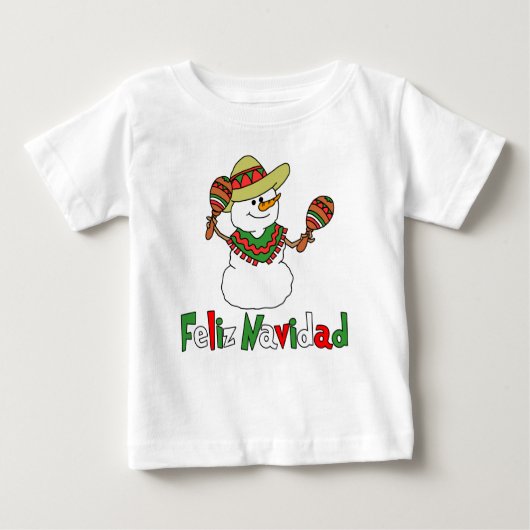 Feliz Navidad Cartoon Snowman Sombrero Maracas (Voorkant)
