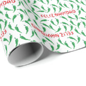 Feliz Navidad Chili Pepper Pattern Cadeaupapier (Rol Hoek)